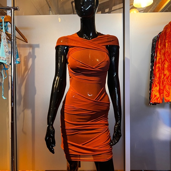 SIEMPRE Mesh Wrap Dress - Picture 1 of 4